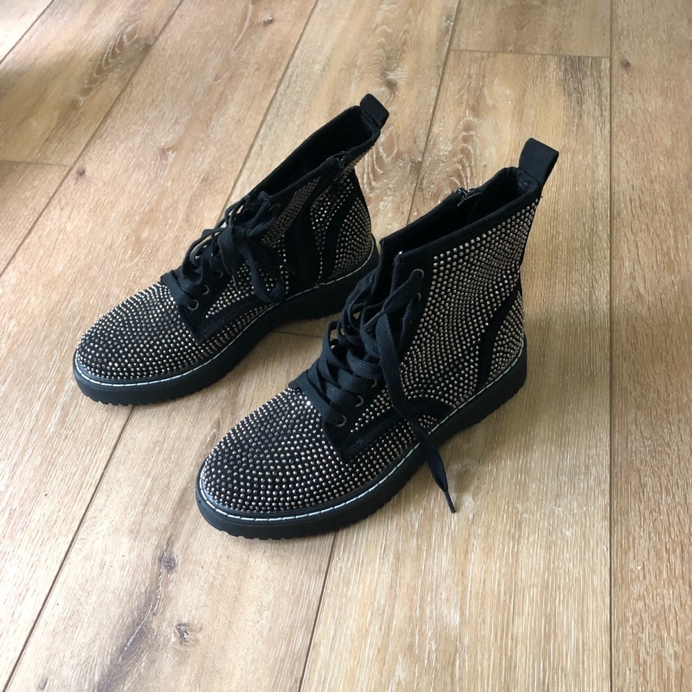 Madden Girl Black High-Top Sneakers with Silver Accents 7